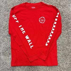 EUC Boys Vans Long Sleeve Tee, Size M (10-12), Red/White